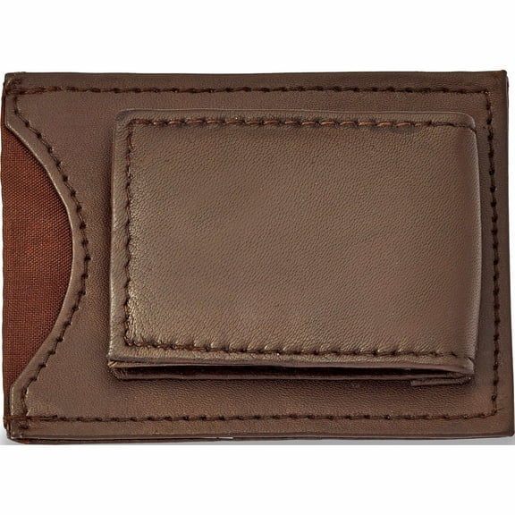 Fashion Brown Leather Magnetic Money Clip With Id Slot (3.25 X 3) Made In China -Jewelry By Sweet Pea