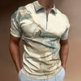 thumbnail image 2 of Marble Texture Men Zipper T-shirt Summer Casual Short Sleeve T-shirt Top, 2 of 7