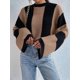 thumbnail image 4 of Suéter de Punto con Cuello Alto y Mangas Acampanadas con Bloques de Color para Mujer Caqui L, 4 of 9