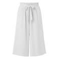 thumbnail image 4 of KHONTS Capri Pants for Women Wide Leg Summer Capris Pant Palazzo Loose Fit Casual Trousers with Pockets White XL, 4 of 4