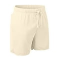 thumbnail image 4 of BUWTTER Mens Shorts Casual Summer Loose Fit Washed Hem Comfortable Breathable Home Relaxed Beige Shorts XL, 4 of 5
