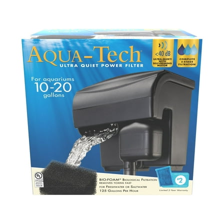 Aqua-Tech Ultra Quiet Power Filter, For Aquariums 10-20 Gallons