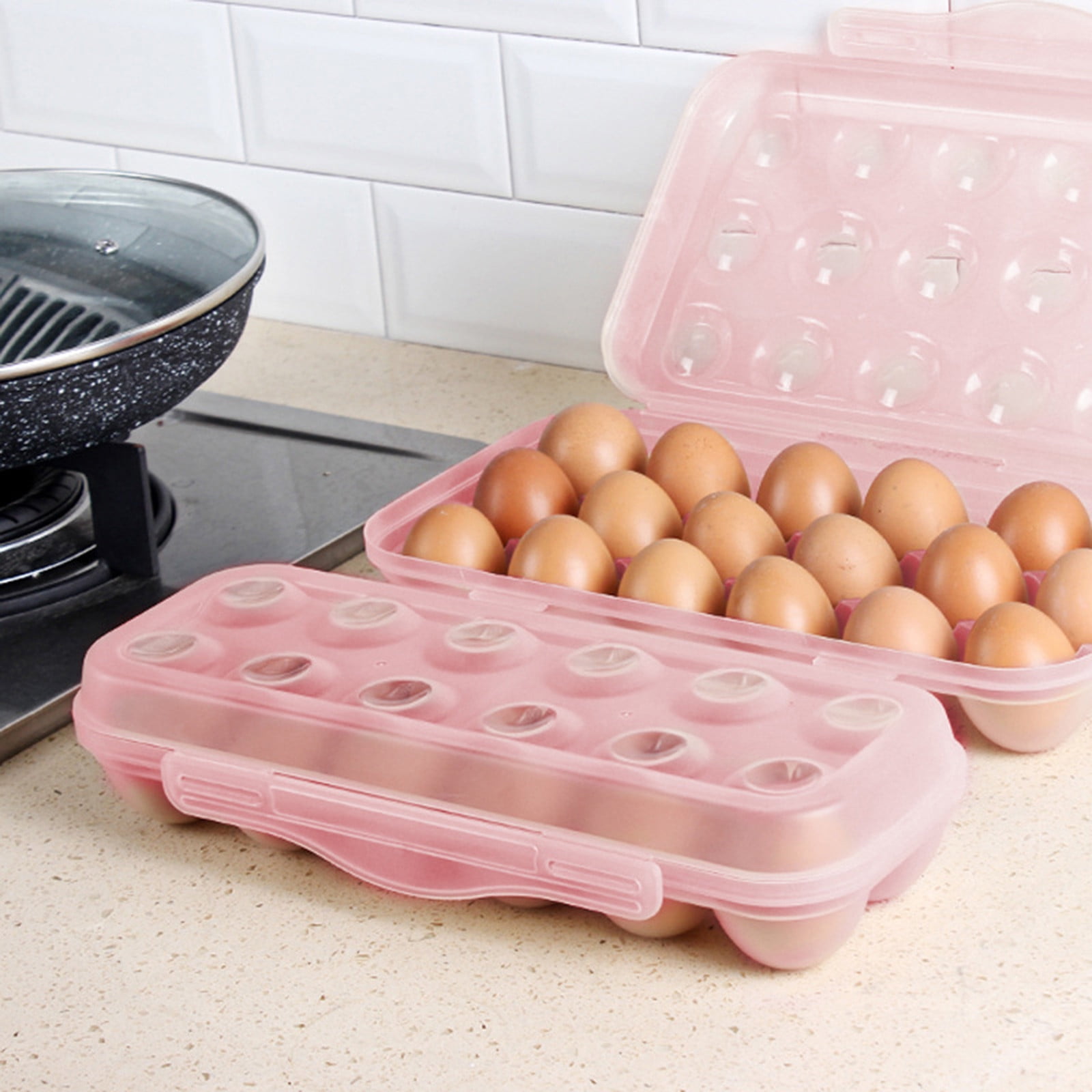 3PCS Reusable Egg Carton with Lid Ã¢ÂÂ 18 Grid Stackable Fridge Egg Holder Tray, 1pc for Kitchen, Restaurant & Camping Storage, Airtight Freshness Preservation.