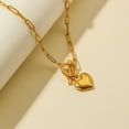 thumbnail image 3 of Victoria – 18K Gold Plated Puffed Heart Paperclip Chain Minimalist Trendy Pendant Necklace, 3 of 5