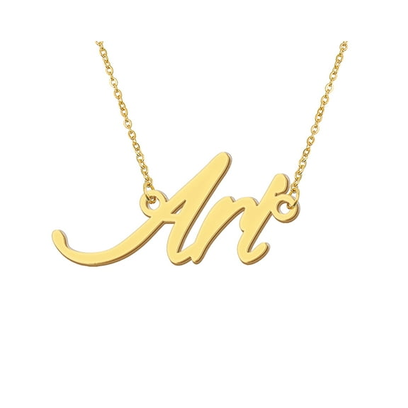 HUAN XUN 18k Gold Plated Ari Name Necklace Stainless Steel Nameplate Necklaces for Womens Mens Mother Day Christmas Jewelry Gift