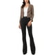 thumbnail image 2 of Chaquetas de manga fruncida con solapa de muesca para mujer Inspire Chic, blazer de negocios recortado L, color café, 2 of 6