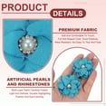 thumbnail image 3 of Uxcell Fabric Flowers, Rhinestone Pearls Sewing Fabric Flowers for DIY Crafts Appliques Wedding Birthday Party Blue, 3 of 7