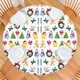 thumbnail image 2 of Multicolor Christmas Pattern Round Fitted Tablecloth with Elastic Edge,Dining Table Cover Waterproof,Outdoor Round Tablecloth for Camping,Dining,Indoor and Outdoor, 2 of 7