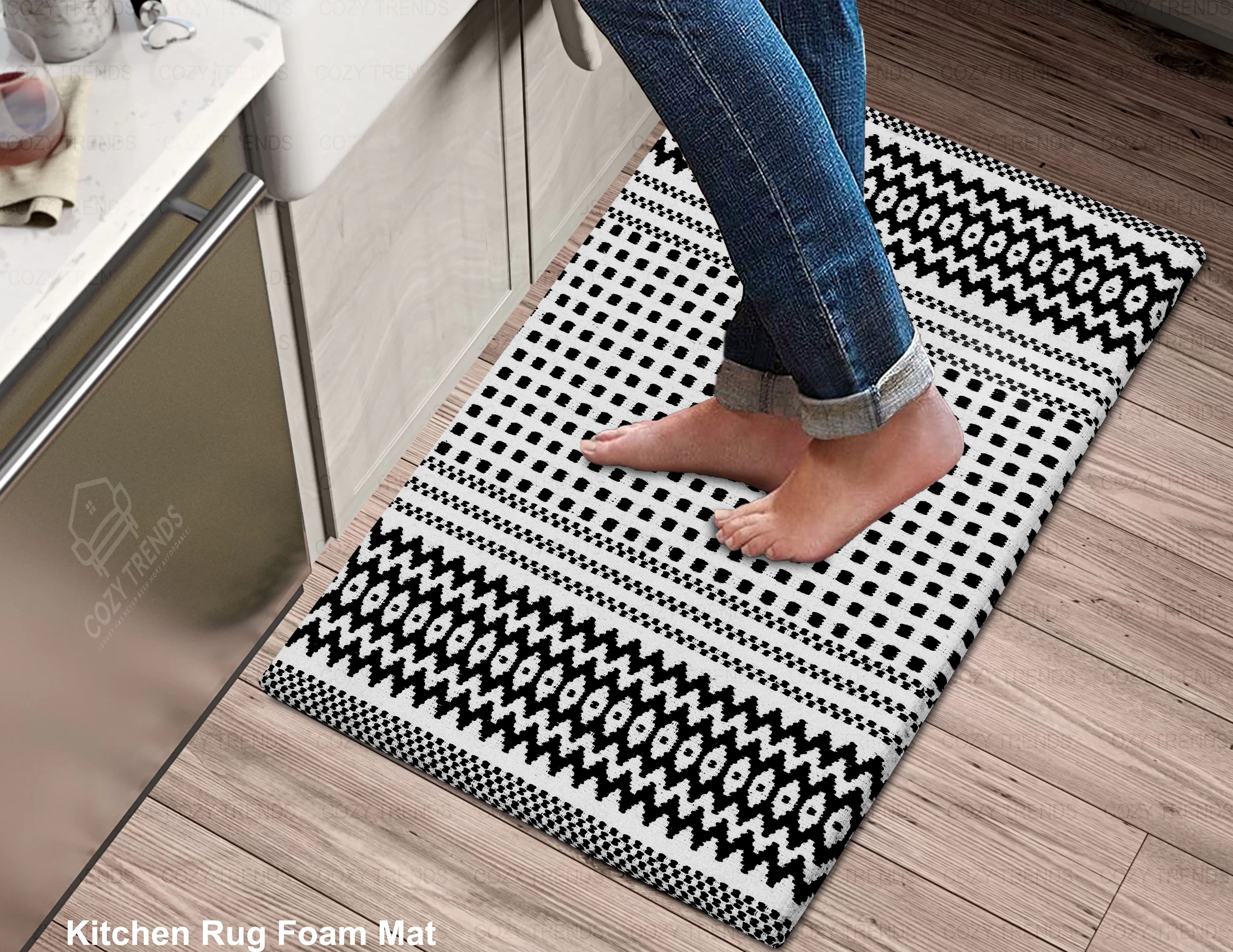 Kitchen Mat Rug Cushioned AntiFatigue Waterproof Cotton Woven NonSlip