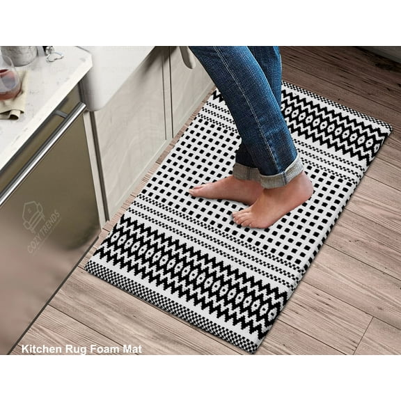 Kitchen Mat Rug Cushioned Anti-Fatigue Waterproof Cotton Woven Non-Slip Comfort Foam for Kitchen, Floor Home, Office, Sink, Laundry 18x30''