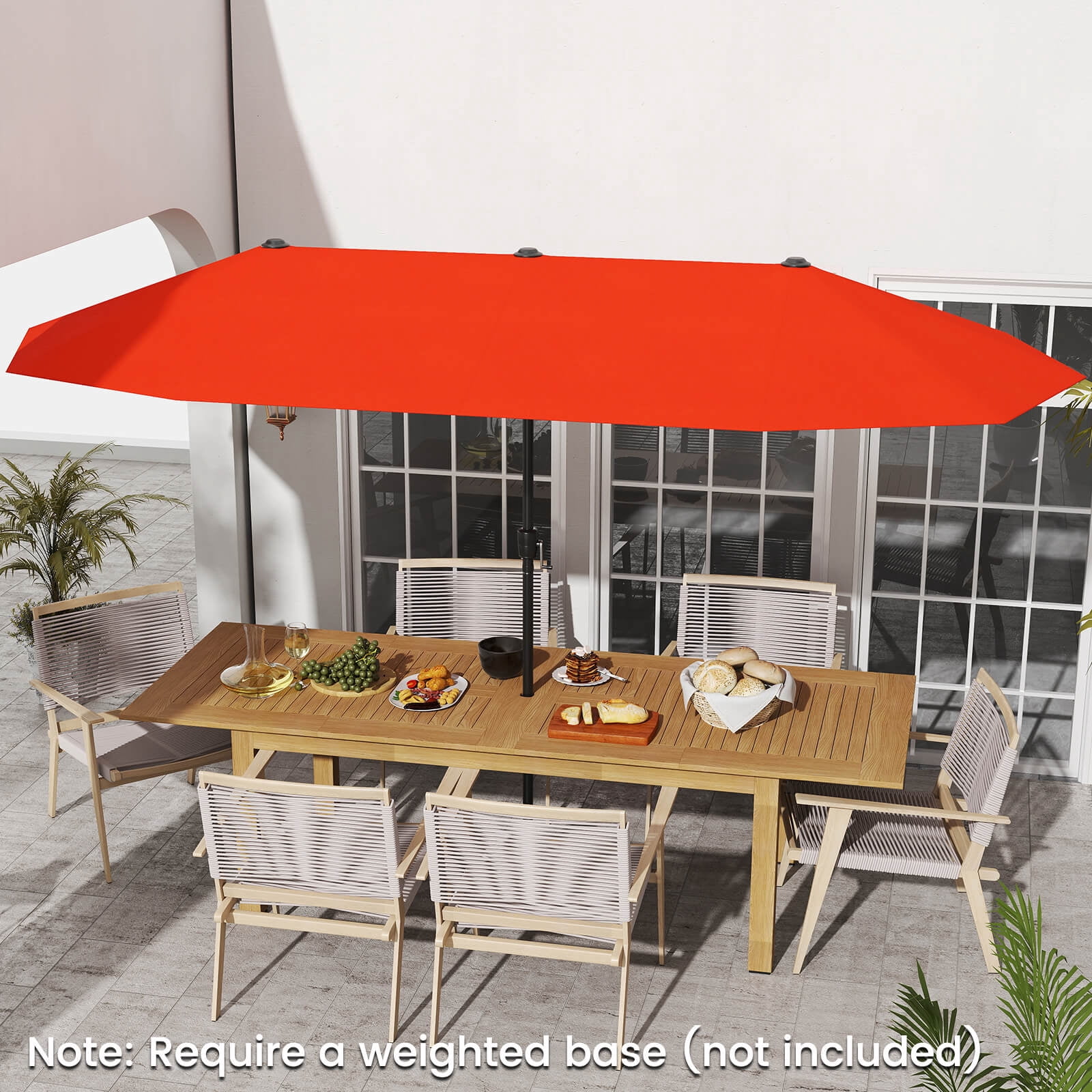 Costway 13 FT Large Patio Umbrella Outdoor Double-Sided Table Market Umbrella for Garden Orange