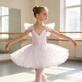 thumbnail image 3 of HAYIMI Child Girls Dress Snowflake Tutu Gown Puffy Performance Dance Dress Holiday V-Neck Puff Sleeve Dresses, 3 of 4