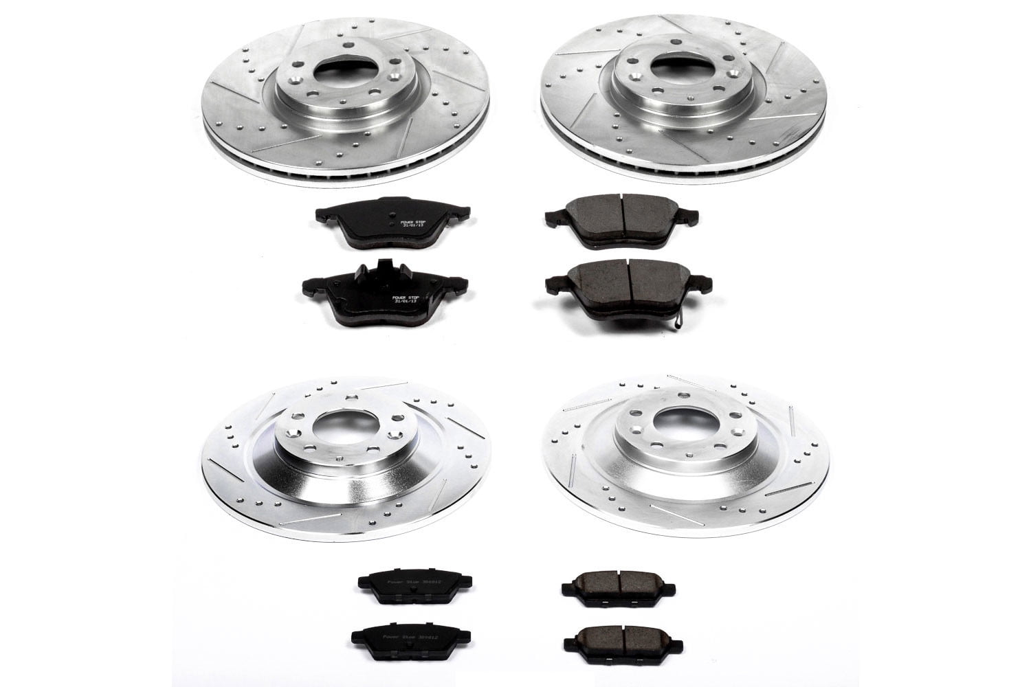 PowerStop Front and Rear Z23 Evolution Sport Carbon-Fiber Ceramic Brake Pad and Drilled & Slotted Rotor Kit Fits: MAZDA Select Models K4092