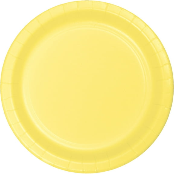 Party Central Disposable Round Luncheon Party Paper Plates - 7" - Mimosa Yellow - Club Pack of 240