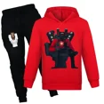thumbnail image 5 of Juego SKIBIDI TOILET Ropa para niños Sudadera con capucha informal + Pantalones Conjunto de 2 piezas Ropa deportiva para niñas Chándal para bebés Ropa para niños, 5 of 5