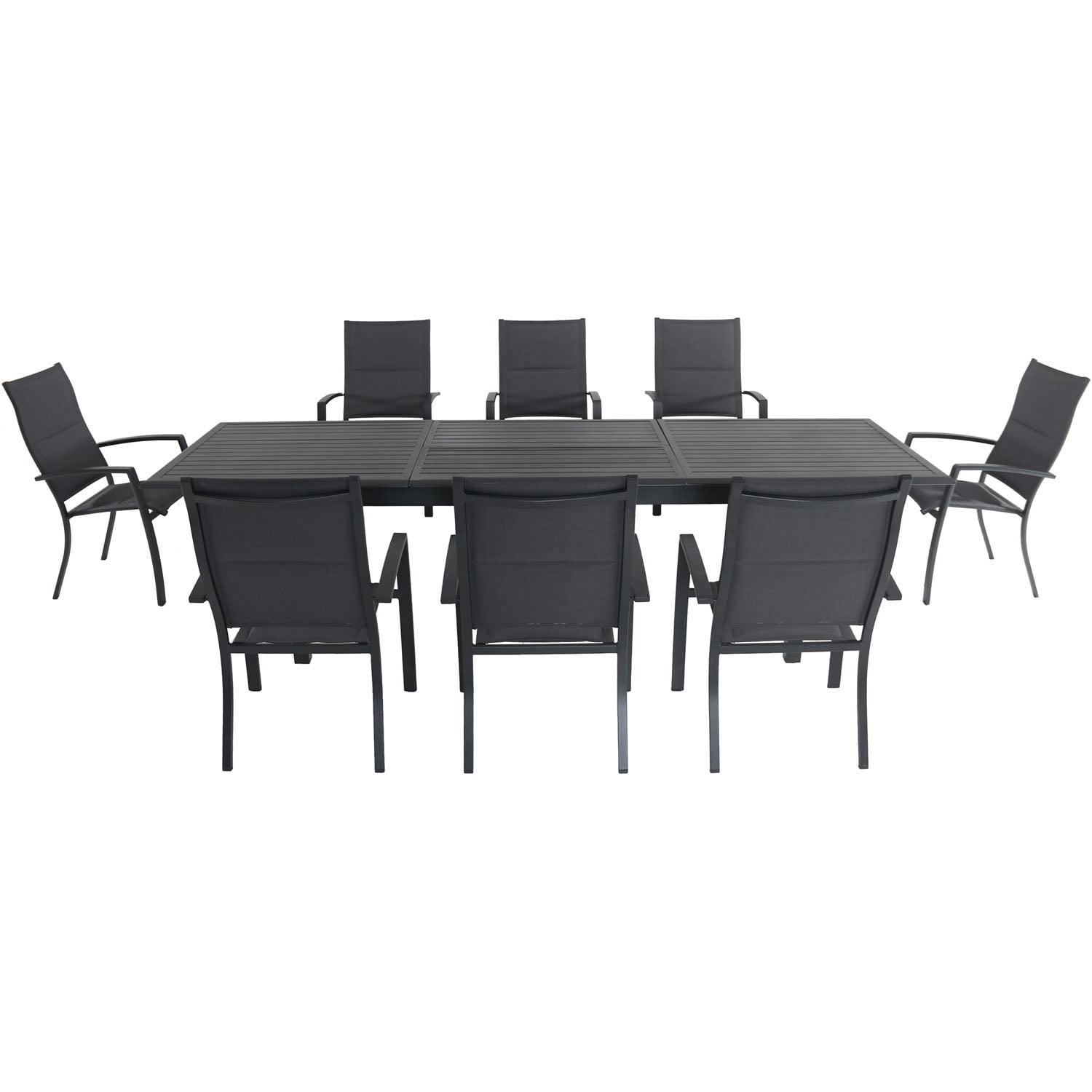 Cambridge Bryn 9-Piece Dining Set with 8 Padded Sling Chairs and an Expandable 40' x 118' Table