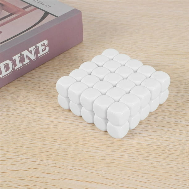 Paquete de 50 Dados Blancos en Blanco de 16MM Cubos de Dados D6 Redondeados de AcríLico para Juego, Fiesta, DiversióN, Pegatina DIY y EnseñAnza de MatemáTicas