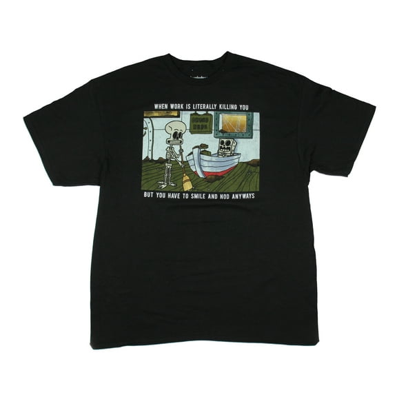 SpongeBob SquarePants Men's Work Is Killing You Skeleton Design T-Shirt