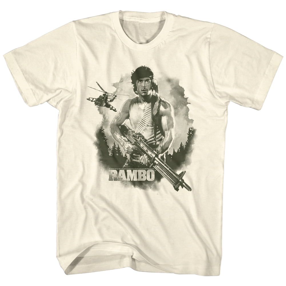 Rambo First Blood John Rambo With Machine Gun Full Color Women's Fitted T Shirt 