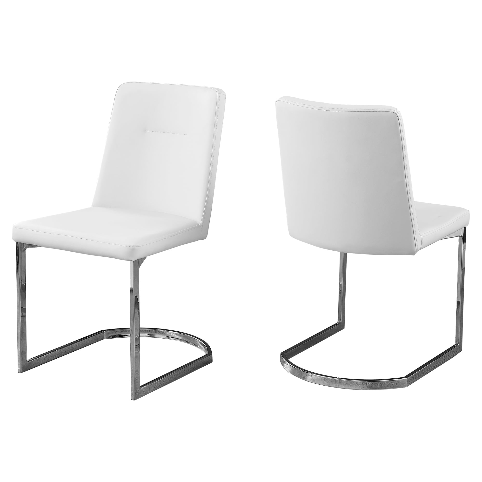 Dining Chair 2pcs 34 H White Leather Look Chrome Walmart Com Walmart Com
