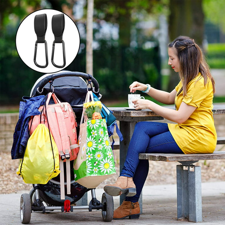 Stroller Clips for Bags - Stroller Bag Hook - Universal Fit On Strollers & Joggers, Size: 3, Black