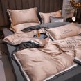 thumbnail image 3 of Juego de cuatro piezas de seda lavada de estilo 60 en color sólido, juego de tres piezas de tencel bordado, funda de edredón de seda helada, funda de cama, 3 of 5
