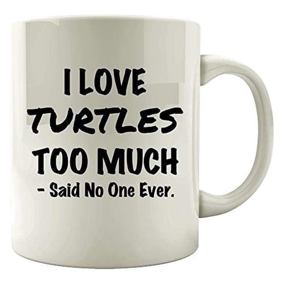 I Love Turtles 11 oz Coffee Mug - Shell Design White Ceramic Gift