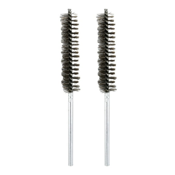 2pcs Pipe Cleaners Brush Set 0.79 Inch Stainless Steel Bristles Cleaning Brush with Ergonomic Handle for Bottles Straws Pipes Keyboards Tubes, Silver