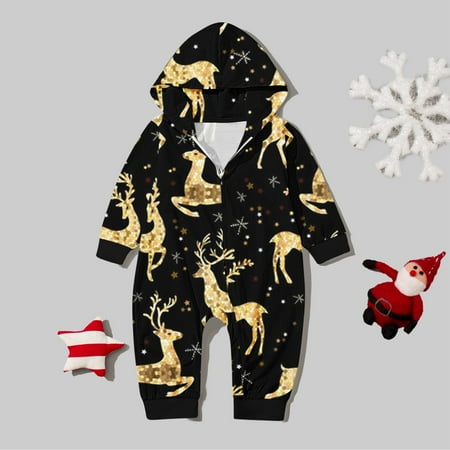 

Cathalem Holiday Family Pajamas Set Baby s Christmas Set Cute Printed Hooded Zip Jumpsuit Family Pack Family Easter Pajamas Set Suit D 12M/XL