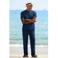 thumbnail image 6 of COOFANDY Men Linen Sets Outfits 2 Piece Casual Henley Shirts Casual Yoga Pants Set Hawaiian Beach Outfit Blue, 6 of 9