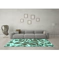 thumbnail image 3 of Ahgly Company Machine Washable Indoor Rectangle Abstract Turquoise Blue Modern Area Rugs, 5' x 7', 3 of 4