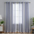 thumbnail image 6 of Sheer Curtains 54 Inches Long for Living Room Bedroom, Bathroom Curtain Window Grommet Voile Drapes, Stripe Farmhouse Curtains Faux Linen Window Treatments Semi Curtain, Beige, 52"X54", 2 Panels, 6 of 9