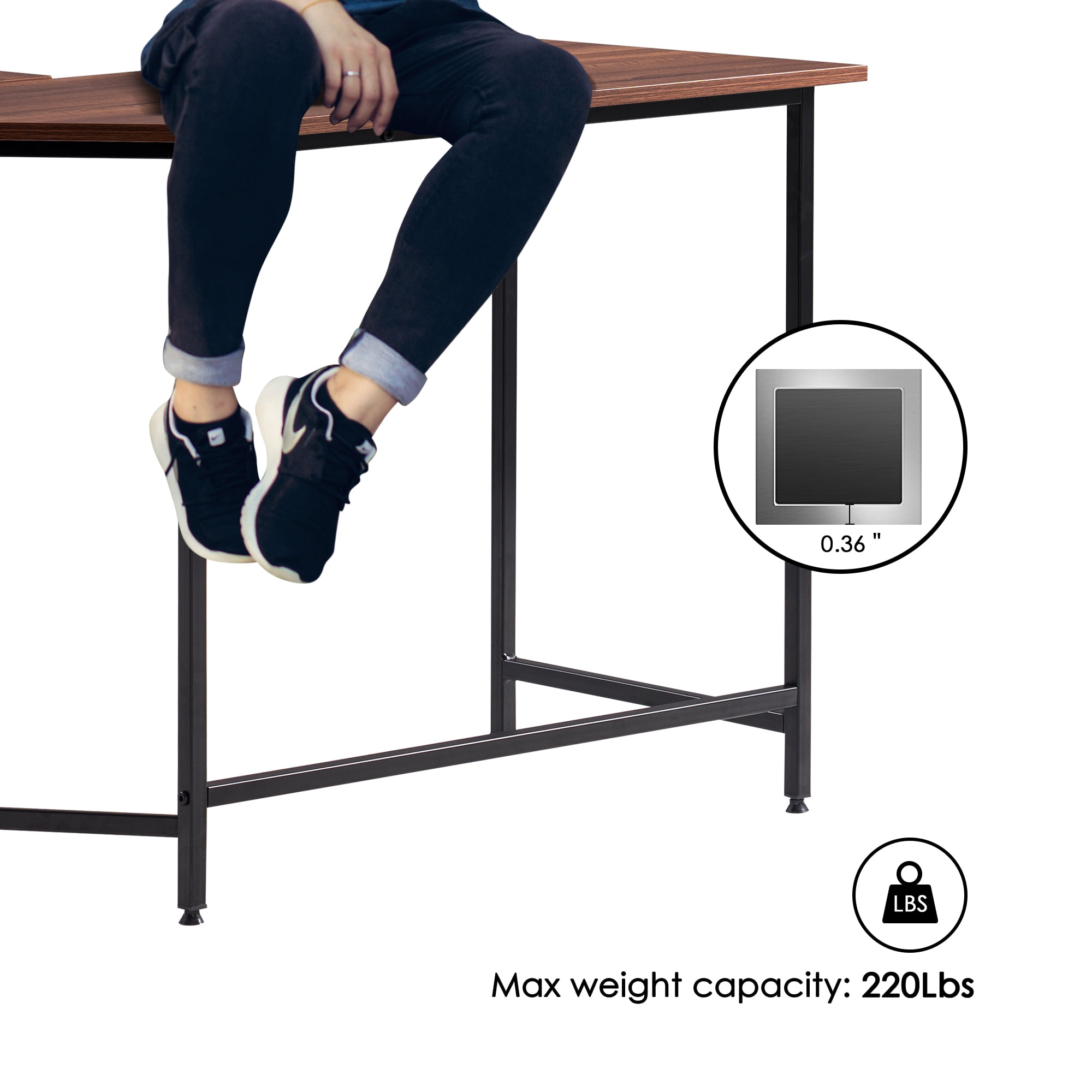 MCombo 63" L-Shaped Computer Desk with Hutch, Large Monitor Stand Desk Workstation