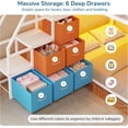 thumbnail image 4 of Twin Size Low Bunk Beds with LED Lights, Twin Over Twin Bunk Bed Frame with 6 Storage Drawers and Pocket Organizer for 2 Teens, Twin Metal Bed Frame with Reversible Storage Staircase, White, 4 of 9