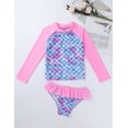 thumbnail image 7 of Alvivi 2PCS Kids Girls Swimsuit Set Long Sleeves Rash Guard Shirt Top Ruffles Bottom Bathing Suit Pink 6, 7 of 7