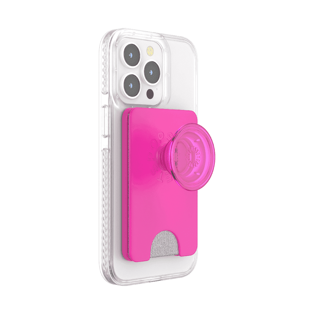 PopSockets Phone Wallet for MagSafe, Phone Card Holder with Grip, Pink - Magenta