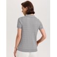 thumbnail image 3 of Jersey Micoson para mujer, manga corta, cuello en V, tejido trenzado, gris, 3 of 6