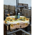 thumbnail image 2 of Hokiten Outdoor Tablecloths with Umbrella Hole & Zipper, Yellow Sunflower Round Tablecloths 60 Inch, Green Leaves Wood Country Vintage Waterproof Table Cloth, Patio/Pool/Picnic Table Covers, 2 of 7