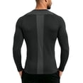 thumbnail image 4 of hoksml Men's Raglan Long Sleeve Compression Shirt, Crew Neck Back Mesh Panel Slim Cut Quick Dry Athletic Base Layer in Solid Colors, 4 of 8