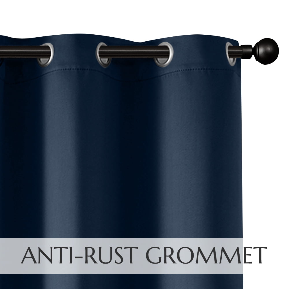 TOPICK Navy Blackout Curtains Solid Grommet Drapes for Bedroom Living Room Dining Room 2 Panels W40" x L96" inch