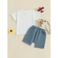 thumbnail image 5 of Toddler Kids Boy Shorts Clothing Set 0 6 12 18 24 Months 2T 3T 4T Letter Tractor Print Short Sleeve Round Neck T-Shirt with Solid Shorts 2Pcs Outfit, 5 of 10