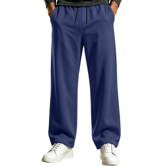 Sweatpants for Men Multi-Pocket Sweatpants Relaxed Straight Leg Casual Trousers with Drawstring Waist for Gym Everyday Wear