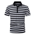 thumbnail image 4 of Men's Muscle Fit Golf Shirt Vintage Striped Soft Stretch Jersey Tee Color Block Collared Short Sleeve T-Shirts Athletic Slim Fit Summer Casual Beach Tops Lightweight, 4 of 9