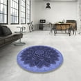 thumbnail image 4 of Ahgly Company Machine Washable Indoor Round Transitional Light Slate Blue Area Rugs, 4' Round, 4 of 7