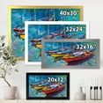thumbnail image 4 of Designart 'Three Colorful Boats In The Harbor' Nautical & Coastal Framed Art Print, 4 of 4