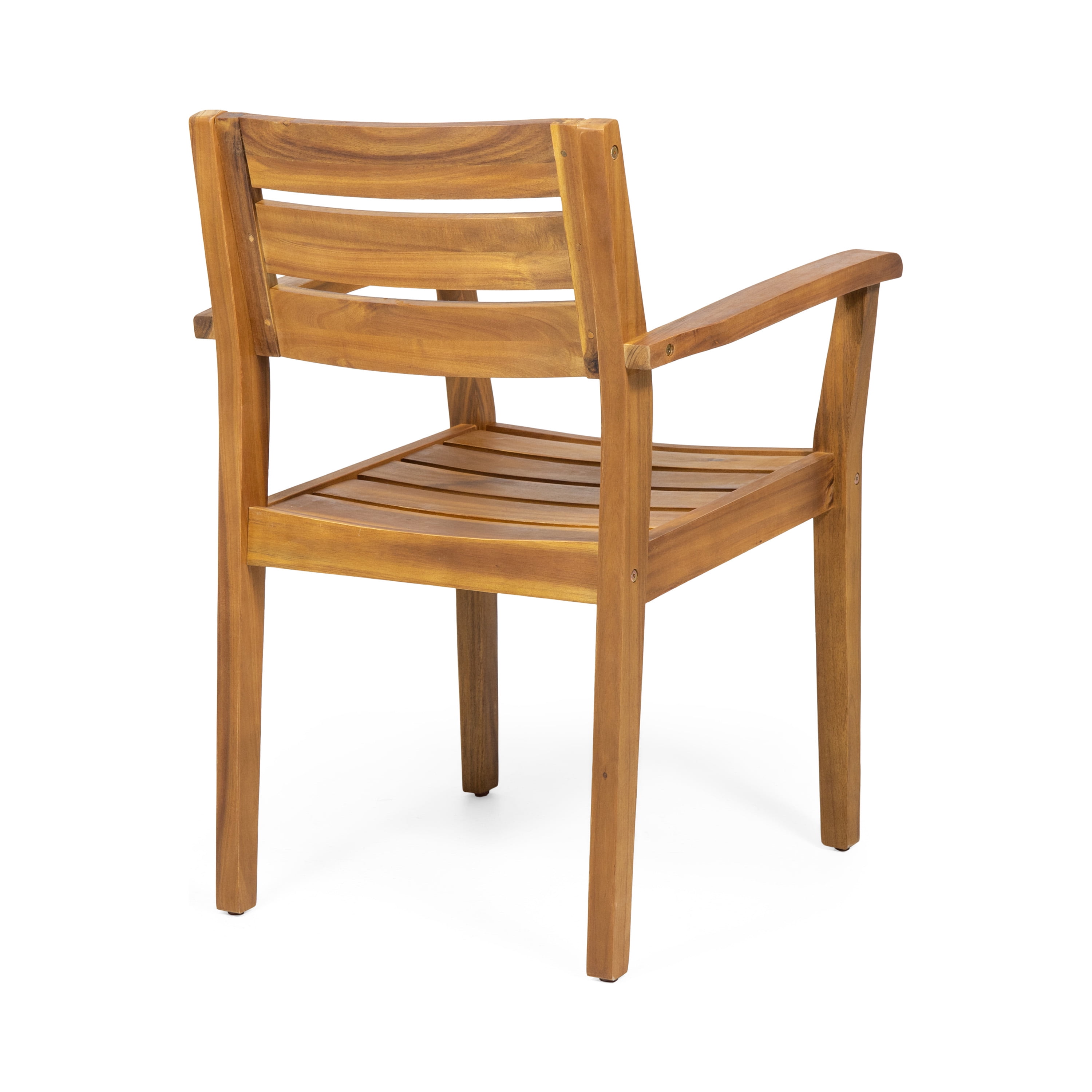 Outdoor Dining Chairs Set of 2 – Solid Acacia Wood Patio Armchairs with Slatted Seat & Back, Weather-Resistant for Backyard, Garden or Poolside