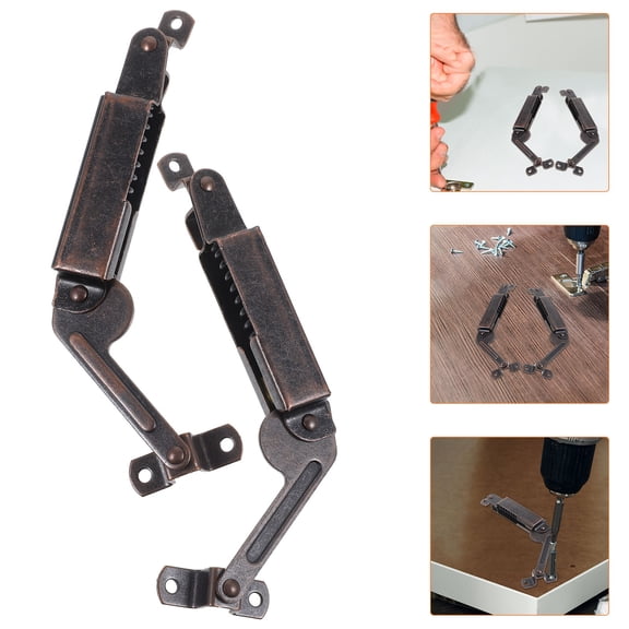 RENACLIPY 2-Pack Heavy Duty Cabinet Door Hinges with Spring, Dark Brown Iron, Smooth for Home and Projects