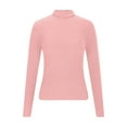 thumbnail image 4 of Htigea Turtleneck Sweater for Women Ribbed Long Sleeve Stretch Base Layer Top Slim Fit Knitted Pullover to Wear with Coat Pink S, 4 of 8