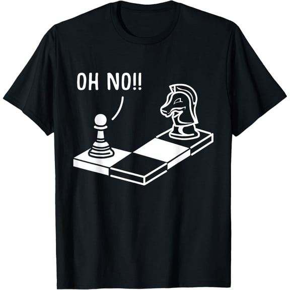 Oh No Springer Funny Chess Player Gift Chess T-ShirtMen and women, White Black T-shirt, size: Extra large S-1591XL
