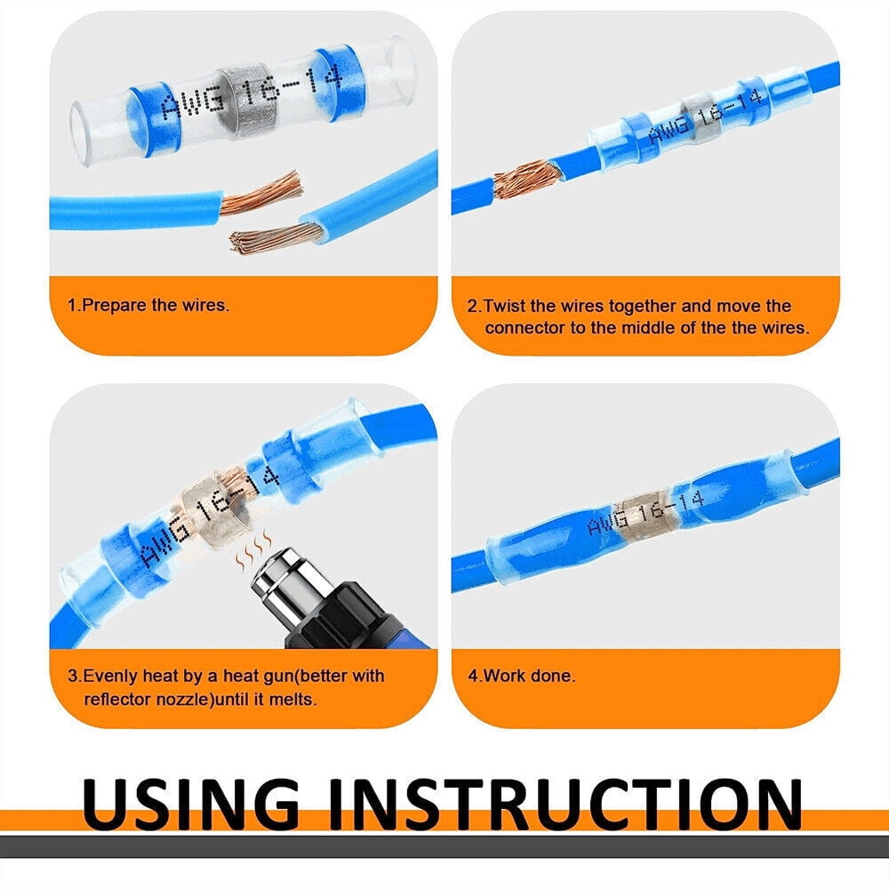 260PCS Waterproof Heat Shrink Solder Seal Sleeve Butt Terminals Wire Connectors